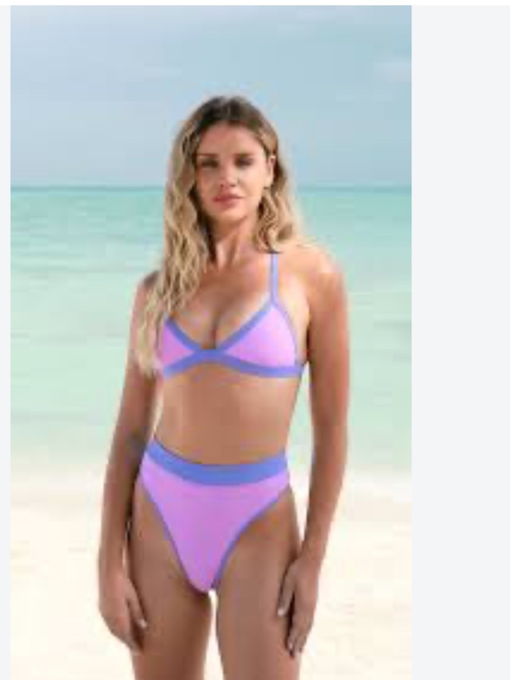93 Play Street Lilac Two-Piece High-Waist Bikini with Contrasting Trim
